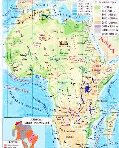 Africa + Australia  - Harta fizica 1:40.000.000 (pliata)