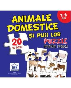 Animale domestice si puii lor. Puzzle pentru podea 3-6 ani