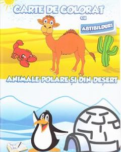 Animale polare si din desert - Carte de colorat cu abtibilduri