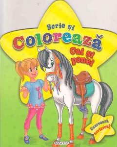 Cai si ponei (verde) - Scrie si coloreaza