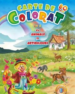 Carte de colorat Jumbo cu animale si abtibilduri