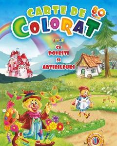 Carte de colorat Jumbo cu povesti si abtibilduri