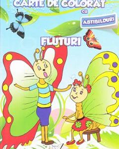 Fluturi - Carte de colorat cu abtibilduri