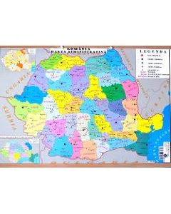 Harta de perete. Romania. Harta Administrativa + Harta Fizica