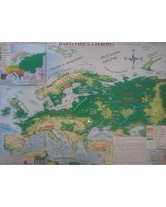 Harta fizica a Europei + Harta politica a Europei 1:20.000.000/1:22.000.000