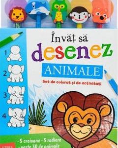 Invat sa desenez: Animale. Set de colorat si de activitati