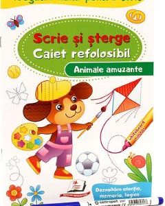 Scrie si sterge. Animale amuzante. Caiet refolosibil + whiteboard marker