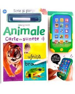 Scrie si sterge. Animale. Carte cu sunete