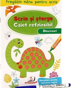 Scrie si sterge. Dinozauri. Caiet refolosibil + whiteboard marker